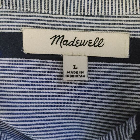 Madewell Oversized Striped Blue Button Down Tunic Long Sleeve Tunic Size Large - Picture 6 of 9